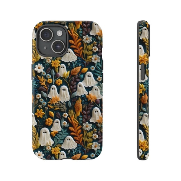 Hide and Go Spook Clay Ghosts in Flowers Halloween IPhone 14 Pro Magsafe Case - Picture 10 of 11